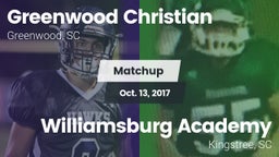 Matchup: Greenwood Christian vs. Williamsburg Academy  2017