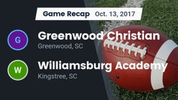 Recap: Greenwood Christian  vs. Williamsburg Academy  2017