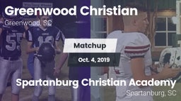 Matchup: Greenwood Christian vs. Spartanburg Christian Academy  2019