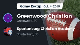 Recap: Greenwood Christian  vs. Spartanburg Christian Academy  2019