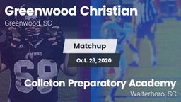 Matchup: Greenwood Christian vs. Colleton Preparatory Academy 2020