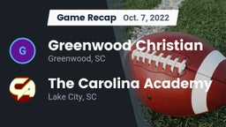 Recap: Greenwood Christian  vs. The Carolina Academy 2022