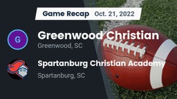 Recap: Greenwood Christian  vs. Spartanburg Christian Academy  2022