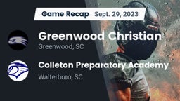 Recap: Greenwood Christian  vs. Colleton Preparatory Academy 2023