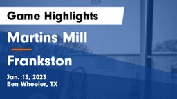 Martins Mill  vs Frankston  Game Highlights - Jan. 13, 2023
