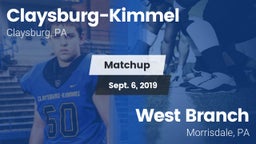 Matchup: Claysburg-Kimmel vs. West Branch  2019