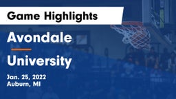 Avondale  vs University  Game Highlights - Jan. 25, 2022