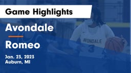 Avondale  vs Romeo  Game Highlights - Jan. 23, 2023
