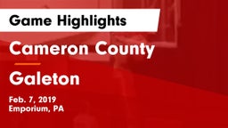 Cameron County  vs Galeton Game Highlights - Feb. 7, 2019