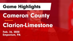 Cameron County  vs Clarion-Limestone  Game Highlights - Feb. 26, 2020