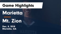 Marietta  vs Mt. Zion  Game Highlights - Dec. 8, 2018