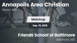 Matchup: Annapolis Area Chris vs. Friends School of Baltimore 2016