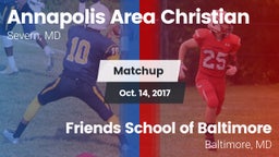 Matchup: Annapolis Area Chris vs. Friends School of Baltimore 2017