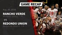 Recap: Rancho Verde  vs. Redondo Union  2016
