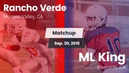 Matchup: Rancho Verde HS vs. ML King  2016