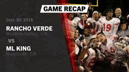 Recap: Rancho Verde  vs. ML King  2016
