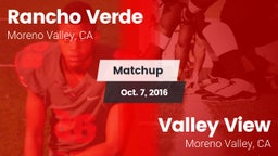 Matchup: Rancho Verde HS vs. Valley View  2016