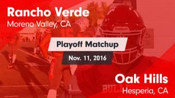 Matchup: Rancho Verde HS vs. Oak Hills  2016
