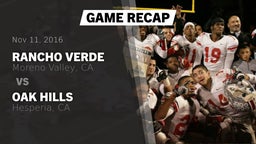 Recap: Rancho Verde  vs. Oak Hills  2016
