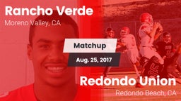 Matchup: Rancho Verde HS vs. Redondo Union  2017