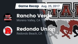 Recap: Rancho Verde  vs. Redondo Union  2017