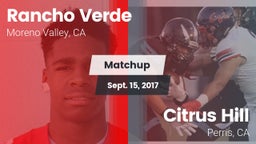 Matchup: Rancho Verde HS vs. Citrus Hill  2017