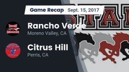 Recap: Rancho Verde  vs. Citrus Hill  2017