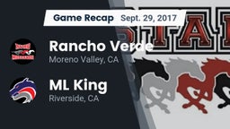 Recap: Rancho Verde  vs. ML King  2017