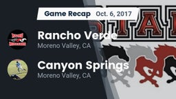 Recap: Rancho Verde  vs. Canyon Springs  2017