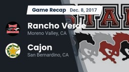 Recap: Rancho Verde  vs. Cajon  2017