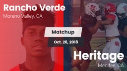Matchup: Rancho Verde HS vs. Heritage  2018