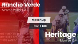 Matchup: Rancho Verde HS vs. Heritage  2019