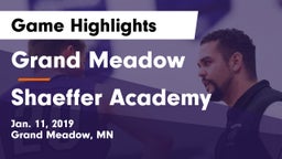 Grand Meadow  vs Shaeffer Academy Game Highlights - Jan. 11, 2019