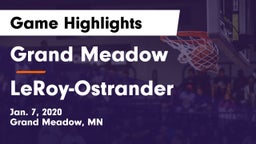 Grand Meadow  vs LeRoy-Ostrander  Game Highlights - Jan. 7, 2020
