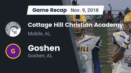 Recap: Cottage Hill Christian Academy vs. Goshen  2018