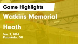 Watkins Memorial  vs Heath  Game Highlights - Jan. 9, 2024