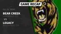 Recap: Bear Creek  vs. Legacy   2016