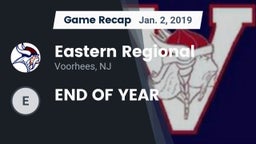 Recap: Eastern Regional  vs. END OF YEAR 2019