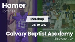 Matchup: Homer vs. Calvary Baptist Academy  2020