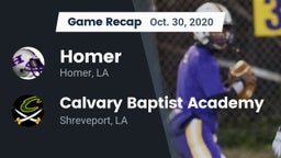 Recap: Homer  vs. Calvary Baptist Academy  2020