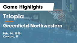 Triopia  vs Greenfield-Northwestern Game Highlights - Feb. 14, 2020