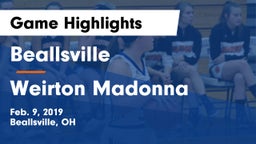 Beallsville  vs Weirton Madonna Game Highlights - Feb. 9, 2019