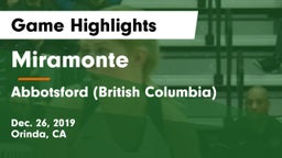 Miramonte  vs Abbotsford (British Columbia) Game Highlights - Dec. 26, 2019