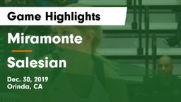 Miramonte  vs Salesian  Game Highlights - Dec. 30, 2019