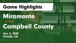 Miramonte  vs Campbell County Game Highlights - Jan. 3, 2020