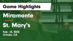 Miramonte  vs St. Mary's  Game Highlights - Feb. 10, 2020