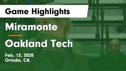 Miramonte  vs Oakland Tech Game Highlights - Feb. 13, 2020