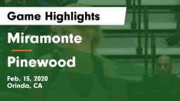 Miramonte  vs Pinewood  Game Highlights - Feb. 15, 2020