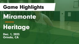 Miramonte  vs Heritage  Game Highlights - Dec. 1, 2023