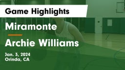 Miramonte  vs Archie Williams  Game Highlights - Jan. 3, 2024